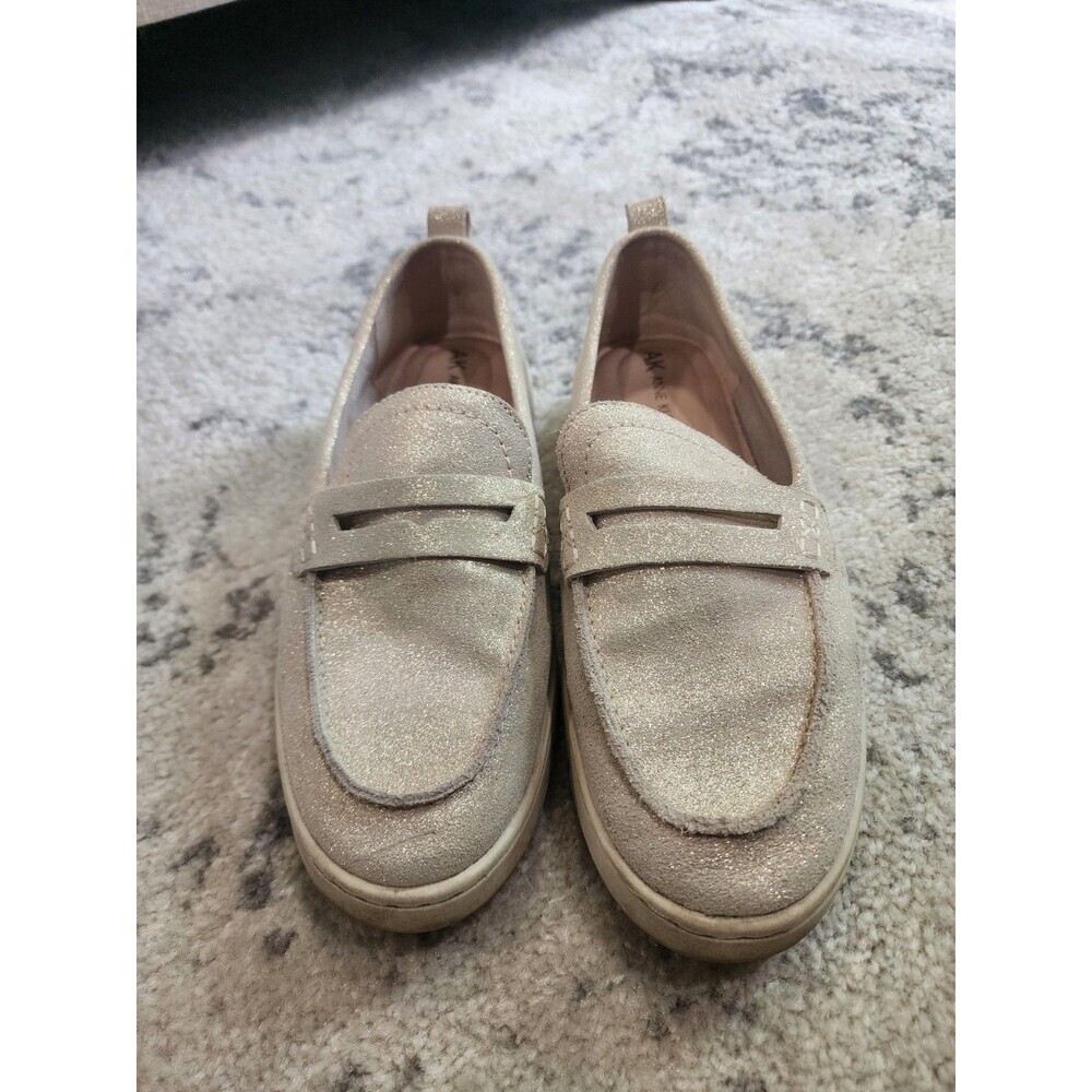 Anne Klein Livvey Tan Beige Leather Loafers Women’s 9M Sparkly Glitter - Picture 4 of 10